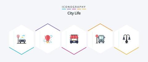 vida de la ciudad 25 paquete de iconos planos que incluye un bulto. vida. ciudad. ciudad. vida vector