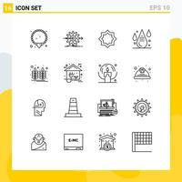 Set of 16 Vector Outlines on Grid for drop design art color islam Editable Vector Design Elements