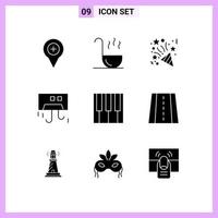 9 Universal Solid Glyph Signs Symbols of music hardware christmas devices condition Editable Vector Design Elements