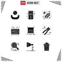 Modern Set of 9 Solid Glyphs Pictograph of resize editing farming edit heart beat Editable Vector Design Elements