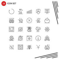 Set of 25 Modern UI Icons Symbols Signs for clock marketing signal business rub Editable Vector Design Elements