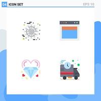 Pictogram Set of 4 Simple Flat Icons of halloween heart design web marriage Editable Vector Design Elements