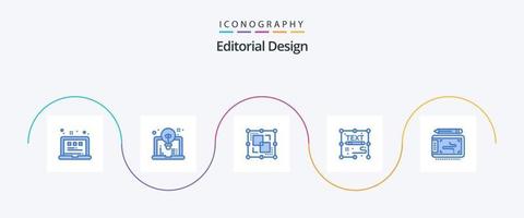 paquete de iconos azul 5 de diseño editorial que incluye arte. página. dividir. documento. redacción vector