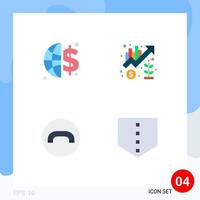 conjunto moderno de 4 iconos planos pictograma de marketing gráfico de teléfono de finanzas proteger elementos de diseño vectorial editables vector