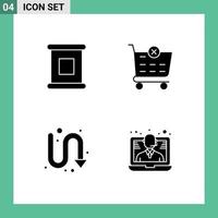 Stock Vector Icon Pack of 4 Line Signs and Symbols for canned turning checkout arrows help Editable Vector Design Elements