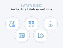 Biochemistry And Medicine Healthcare Blue Icon Pack 5 Icon Design. medical. syringe. flask. medical. blood vector