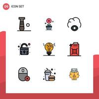 paquete de iconos vectoriales de stock de 9 signos y símbolos de línea para la idea fail eye copycat desbloquear elementos de diseño vectorial editables vector