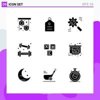 User Interface Pack of 9 Basic Solid Glyphs of recreation game business athletics process Editable Vector Design Elements