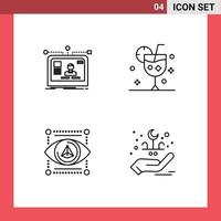 4 User Interface Line Pack of modern Signs and Symbols of interface ice layout cocktail gadget Editable Vector Design Elements