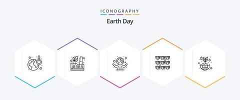 Earth Day 25 Line icon pack including flower. party. care. green. earth vector