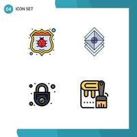 4 Creative Icons Modern Signs and Symbols of antivirus lock security layers safe Editable Vector Design Elements