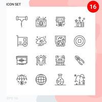 Universal Icon Symbols Group of 16 Modern Outlines of card like xmas hand net Editable Vector Design Elements