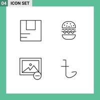 paquete de 4 signos y símbolos modernos de colores planos de línea rellena para medios de impresión web, como el transporte de imágenes de caja, comer elementos de diseño de vectores editables de bangladesh
