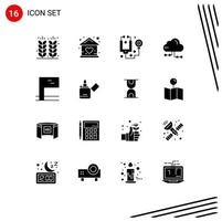 paquete de iconos de vector de stock de 16 signos y símbolos de línea para elementos de diseño de vector editables de estetoscopio de nube de hogar compartido de red