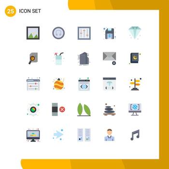 grupo de 25 signos y símbolos de colores planos para elementos de diseño de vectores editables de mezclador de computadora de interfaz de usuario de disco de hardware