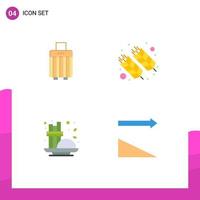 Group of 4 Modern Flat Icons Set for bag cinnamon buy holi condiment Editable Vector Design Elements