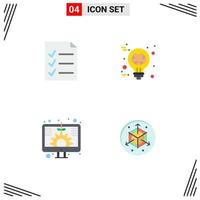 Modern Set of 4 Flat Icons and symbols such as document investment brain brain storming scale Editable Vector Design Elements