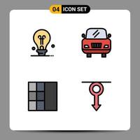 Group of 4 Modern Filledline Flat Colors Set for bulb male car wireframe men Editable Vector Design Elements