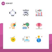 9 Universal Flat Color Signs Symbols of time employee modern puzzle mind Editable Vector Design Elements