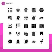 Group of 25 Modern Solid Glyphs Set for web make a website development mobile email Editable Vector Design Elements