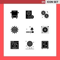 Editable Vector Line Pack of 9 Simple Solid Glyphs of development business hardware global question Editable Vector Design Elements
