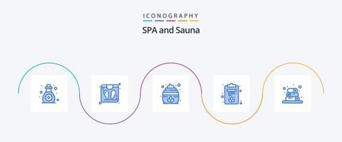 Sauna Blue 5 Icon Pack Including . wellness. cream. towels. lotus vector