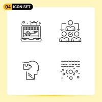 4 Thematic Vector Filledline Flat Colors and Editable Symbols of app logical laptop delegating puzzle Editable Vector Design Elements