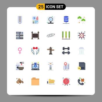 25 concepto de color plano para sitios web móviles y aplicaciones trébol dinero servidor de papel cámara web elementos de diseño vectorial editables vector