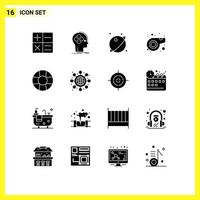 16 Thematic Vector Solid Glyphs and Editable Symbols of global help orbit whistle referee Editable Vector Design Elements