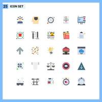 Mobile Interface Flat Color Set of 25 Pictograms of design process clock document business Editable Vector Design Elements
