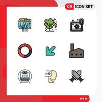 Stock Vector Icon Pack of 9 Line Signs and Symbols for pie chart pollution business setting Editable Vector Design Elements