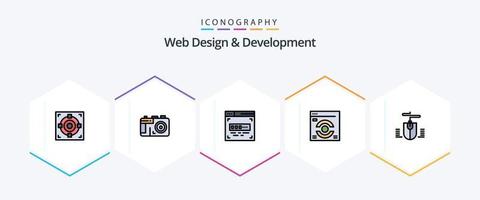 diseño y desarrollo web Paquete de 25 íconos de línea completa que incluye . diseño. descifrador. computadora. actualizar vector