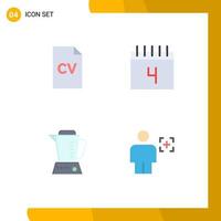 User Interface Pack of 4 Basic Flat Icons of cv electric science schedule machine Editable Vector Design Elements