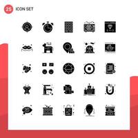 Modern Set of 25 Solid Glyphs Pictograph of develop browser buildings app tv Editable Vector Design Elements