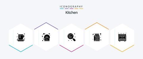 paquete de iconos de 25 glifos de cocina que incluye . microonda. cocina. cocina. paquete vector