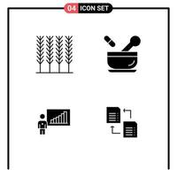 4 Universal Solid Glyph Signs Symbols of cereal chart hospital soup success Editable Vector Design Elements