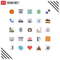 25 User Interface Flat Color Pack of modern Signs and Symbols of communication options layout gears settings Editable Vector Design Elements
