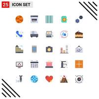 25 User Interface Flat Color Pack of modern Signs and Symbols of communication options layout gears settings Editable Vector Design Elements