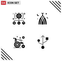 Pictogram Set of 4 Simple Solid Glyphs of task medical setting month wheel chair Editable Vector Design Elements