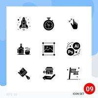 Set of 9 Modern UI Icons Symbols Signs for designing hotel gestures hot tea Editable Vector Design Elements