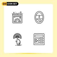 Group of 4 Modern Filledline Flat Colors Set for content touch management porthole digital Editable Vector Design Elements