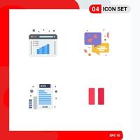 4 Creative Icons Modern Signs and Symbols of business report file data evaluation love control Editable Vector Design Elements