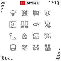 Universal Icon Symbols Group of 16 Modern Outlines of collage navigation ecommerce gps smoke Editable Vector Design Elements