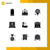 Solid Glyph Pack of 9 Universal Symbols of programming develop pins coding lamp Editable Vector Design Elements