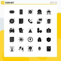 Set of 25 Modern UI Icons Symbols Signs for massage time target money business Editable Vector Design Elements