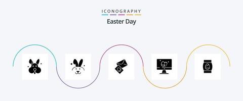 Easter Glyph 5 Icon Pack Including . screen. holiday. bottle vector