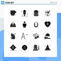 User Interface Pack of 16 Basic Solid Glyphs of empty cabinet organization chart box left right Editable Vector Design Elements