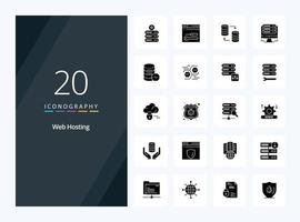 20 Web Hosting Solid Glyph icon for presentation vector