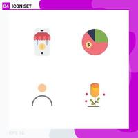 4 Creative Icons Modern Signs and Symbols of ecommerce profile analysis investment flower Editable Vector Design Elements