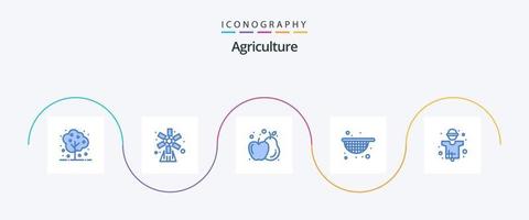 paquete de iconos de agricultura azul 5 que incluye la industria. agricultura. molino. alimento. colador vector